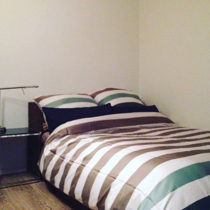 Your bed with line pattern satin bedding