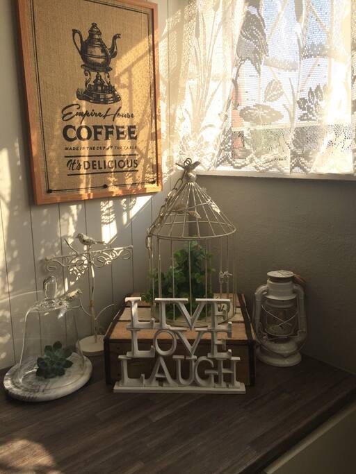 The open plan apartment has beautiful afternoon sun.