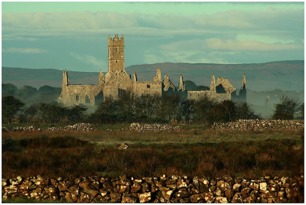 Ross Abbey 1 km away