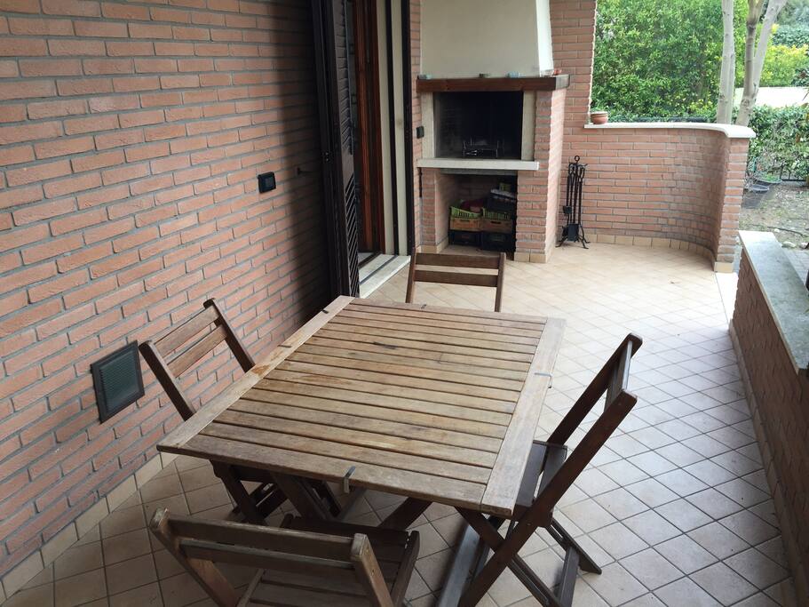 Private barbecue and fireplace