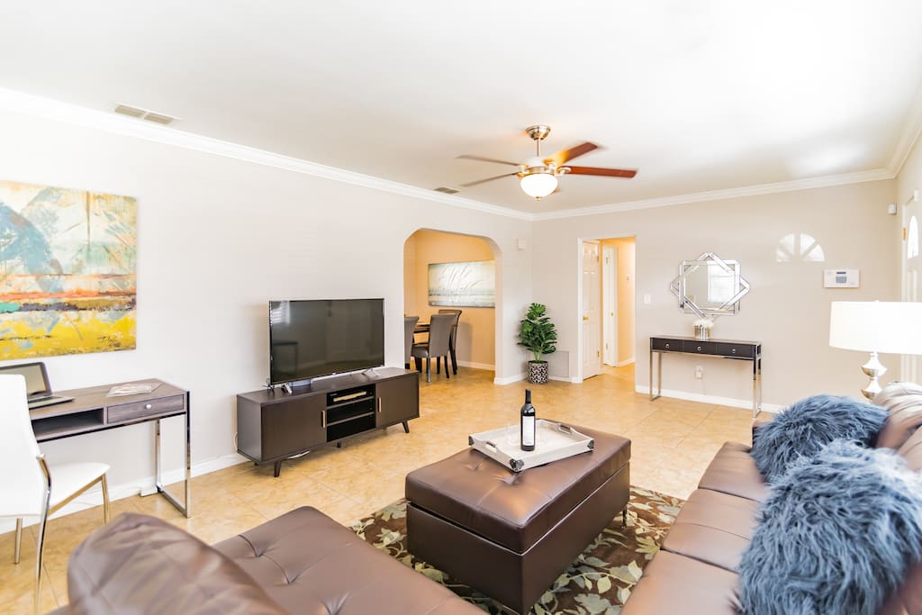 Smart TV and Desk Area