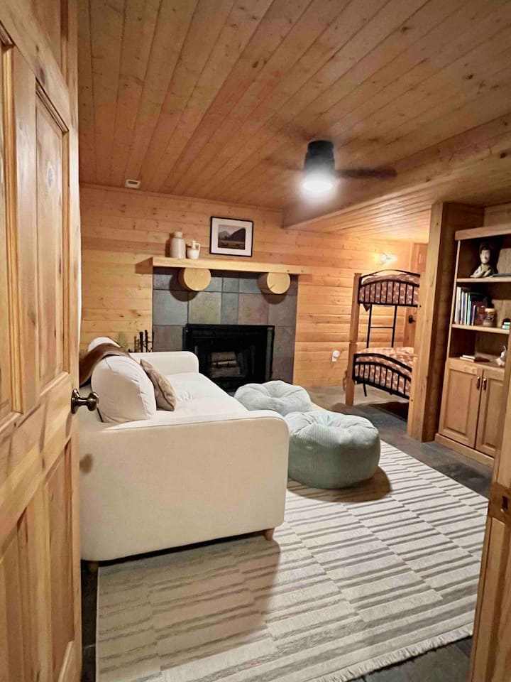 Basement rec and bunk room.