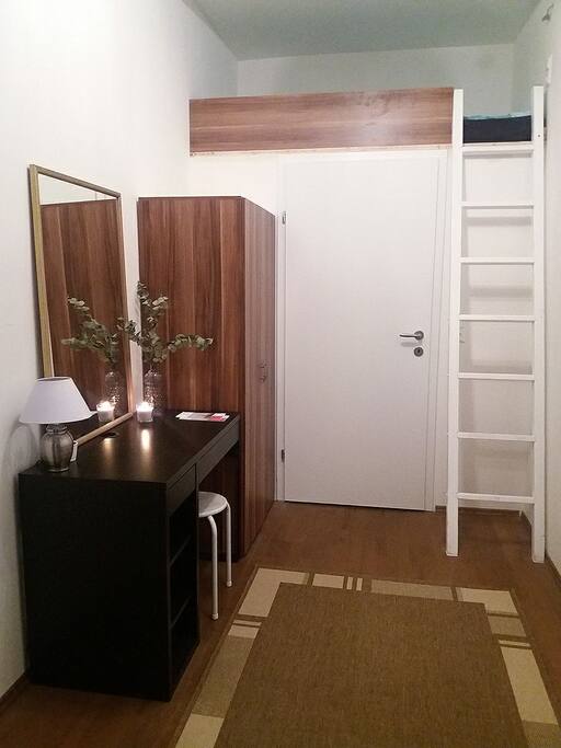 room with loft bed