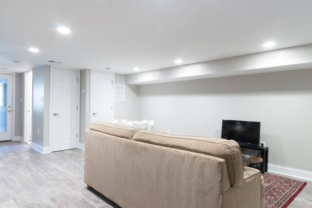 Spacious living room and dining area.