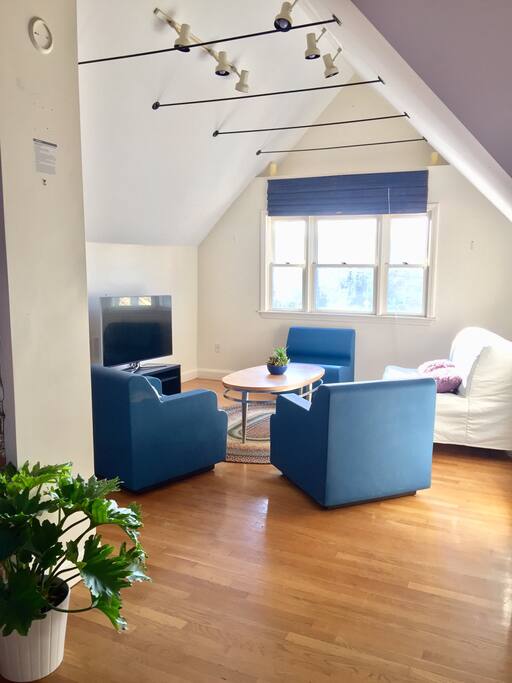 Bright and open living room with a Smart TV