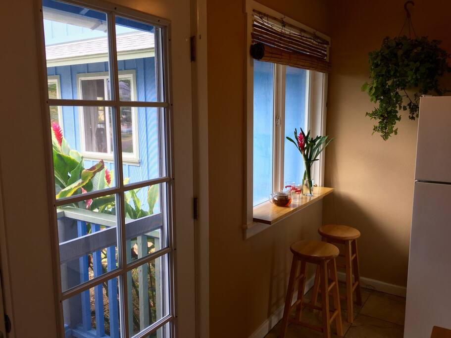 Coffee nook that overlooks the ginger garden