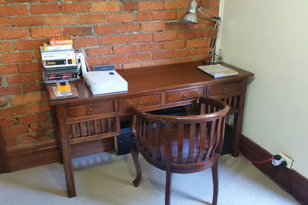 Desk with reading lamp