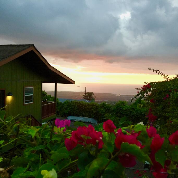 Sunset view from yard above cottage