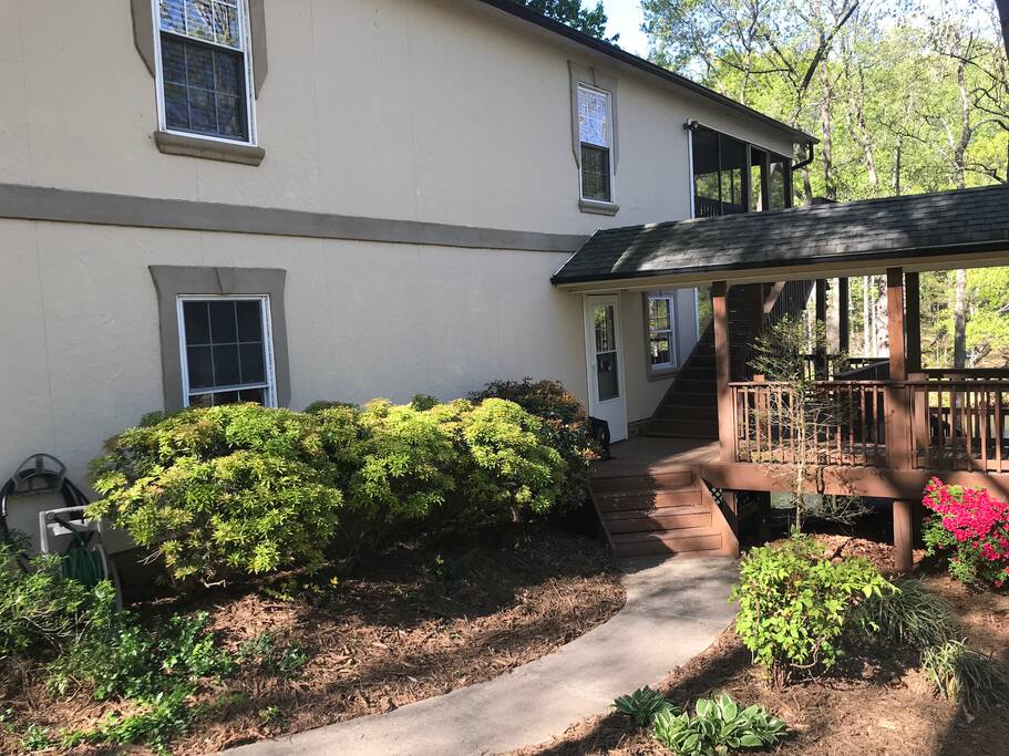 Walkway and stairs lead to your top-floor living space.