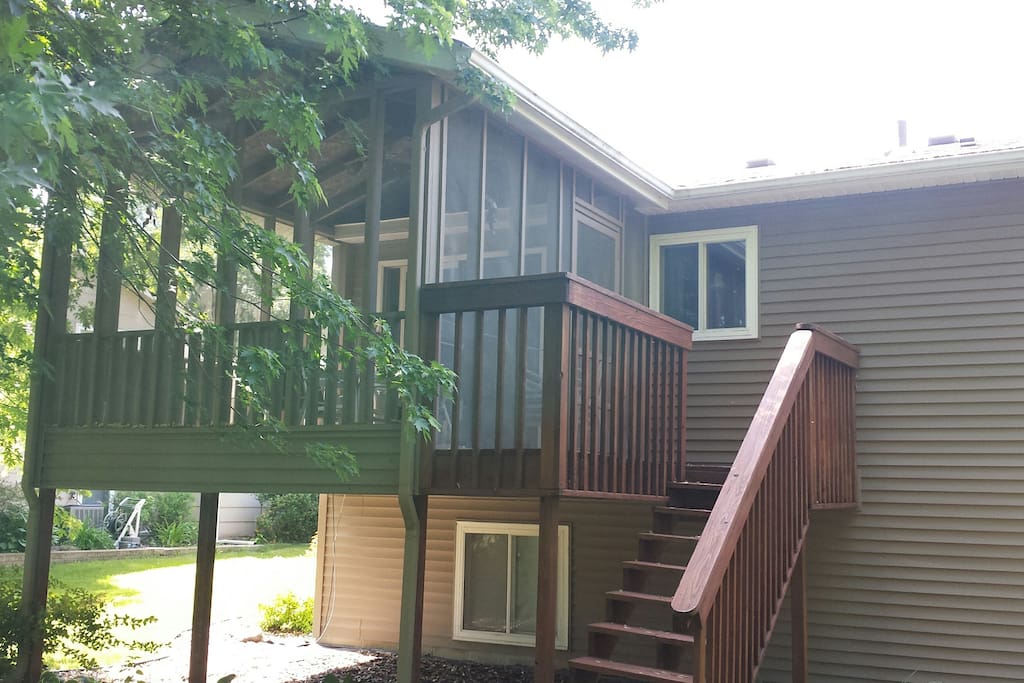 Screened back porch, fairly secluded.