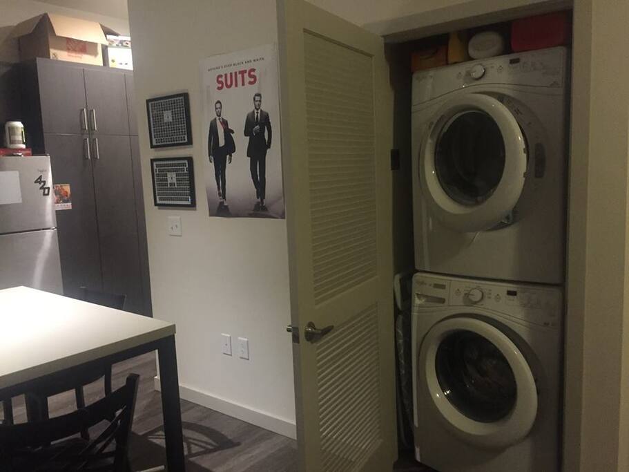 Washer and dryer set.