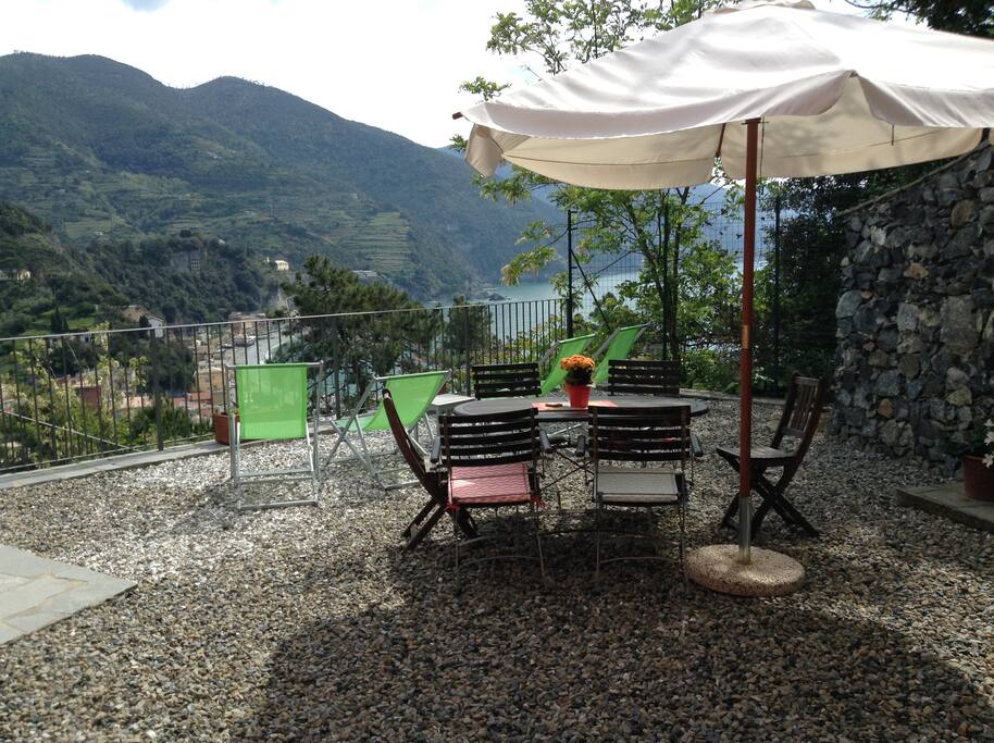 outside the living area, more sea views, room for dining...
