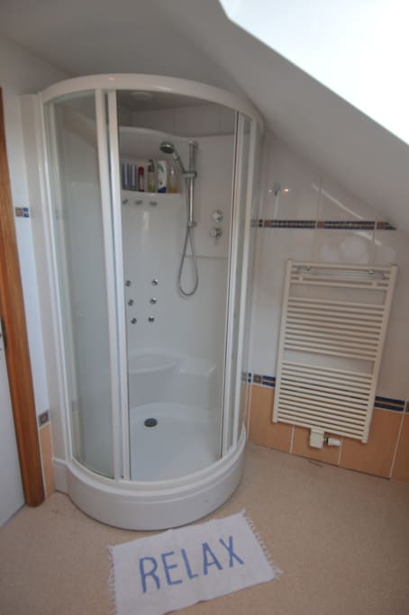 Salle de douche avec WC.
