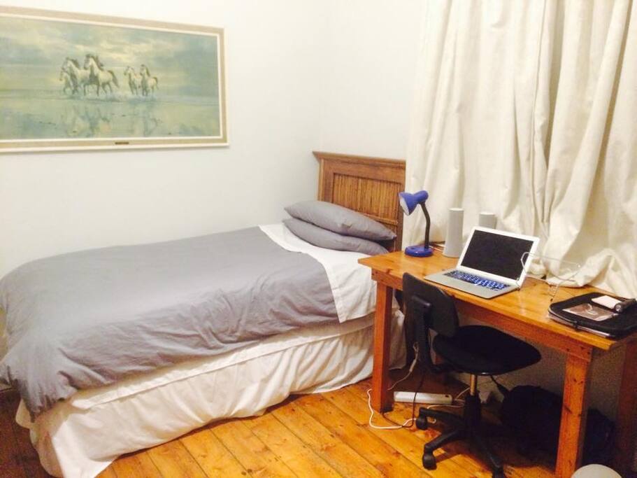 The room. Cosy, but comfortable.