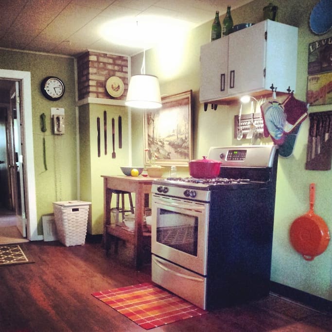 Inside, past the mudroom, is the kitchen.