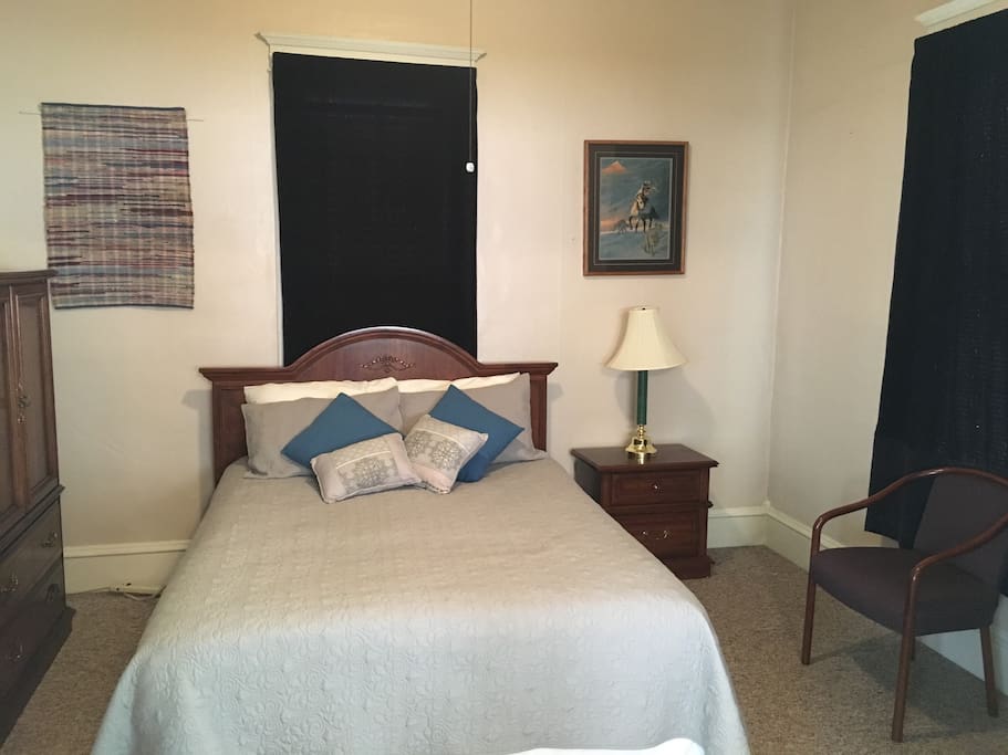Master bedroom with queen sized bed
