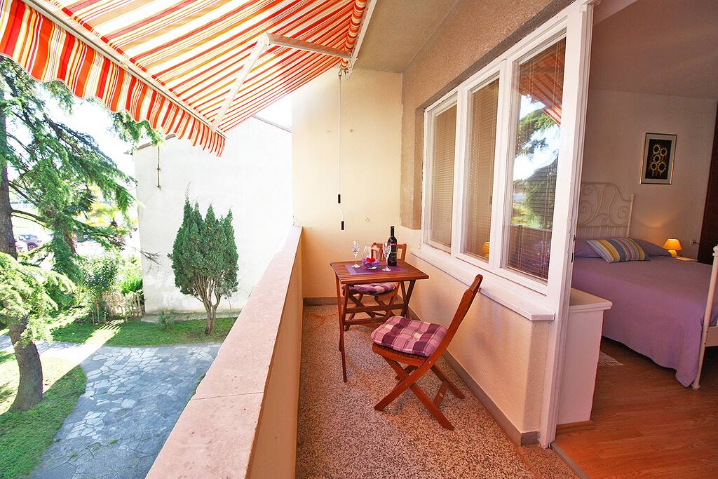Bedroom, balcony and the view