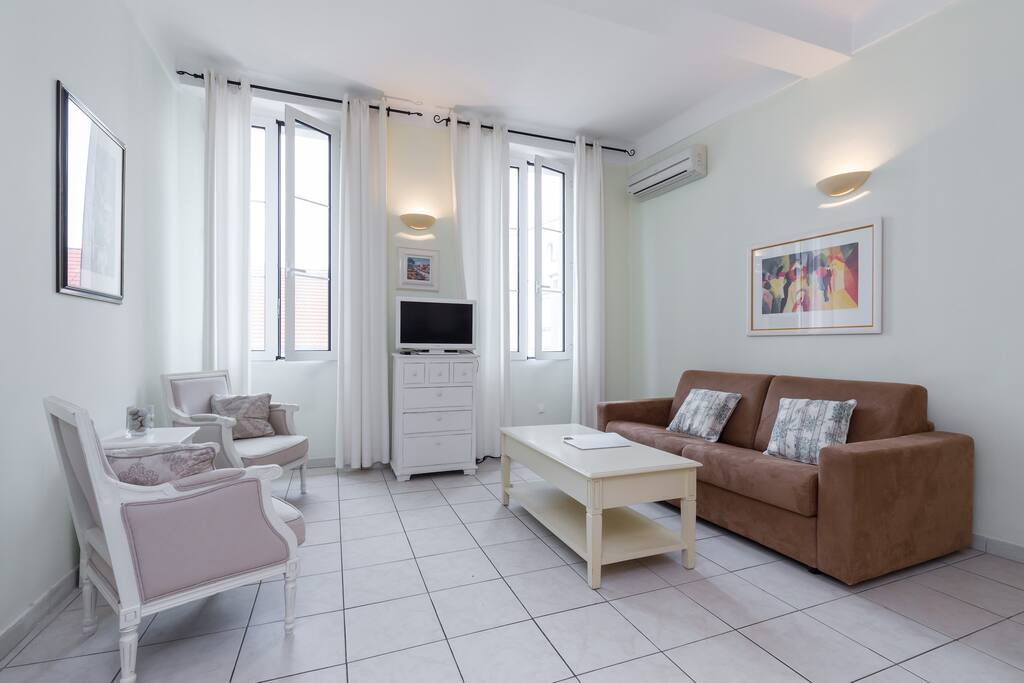 The lounge area with sofabed