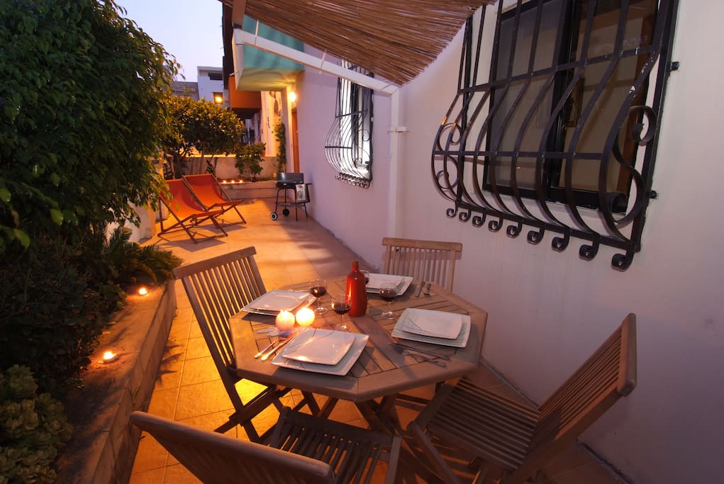 Terrace at night