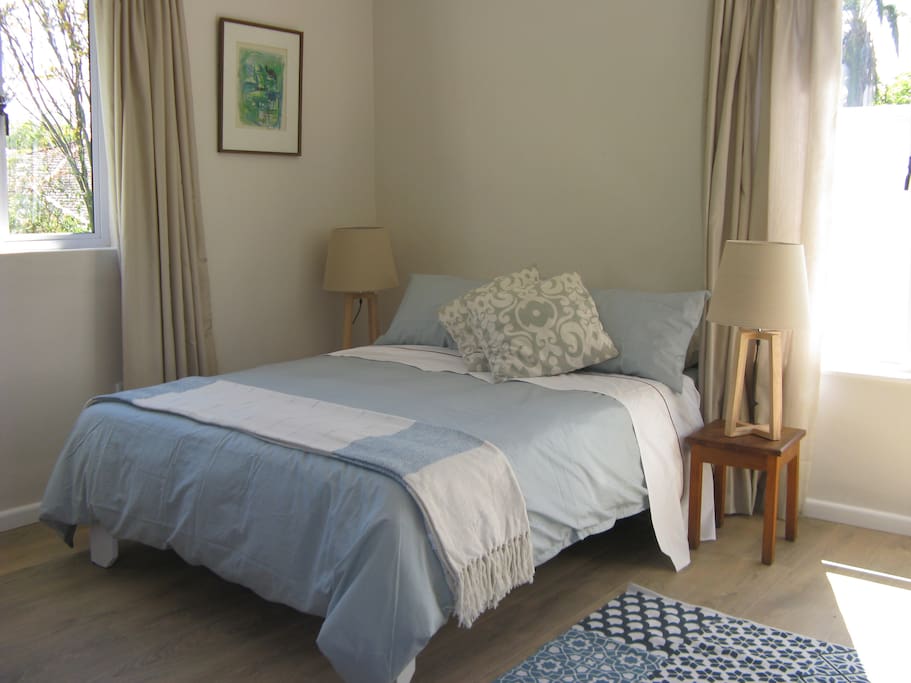 Double bed with brand new 100 % cotton linen.
