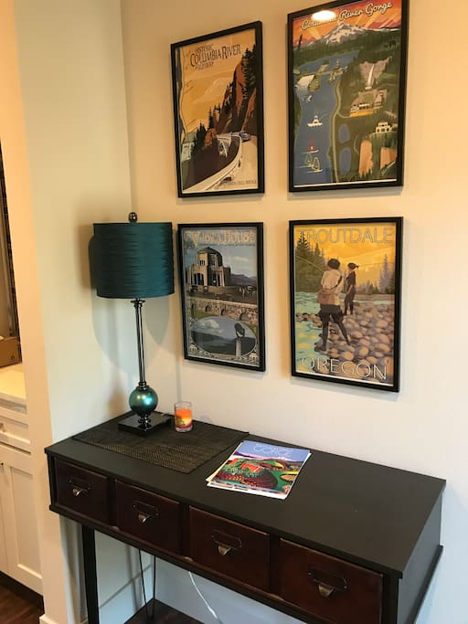 House and Travel information as you walk in the front door