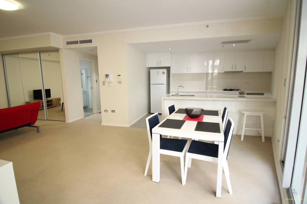 Open plan kitchen and meals