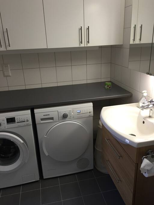 Dusch med tvättmaskin och tumlare