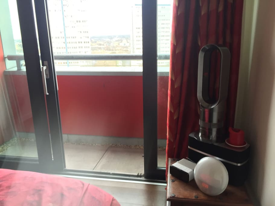 The terrace (and electric gadgets) in the master bedroom