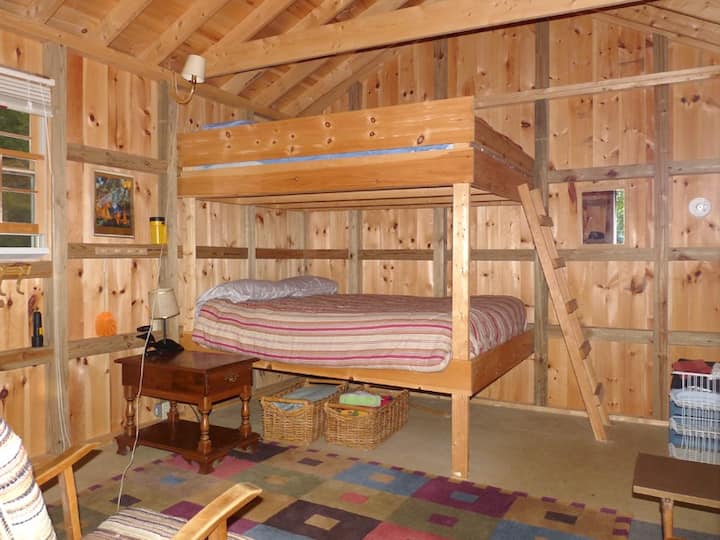 Queen bunk beds in Bunkhouse. Note that the bunkhouse does not have a separate bathroom and does not have wifi access