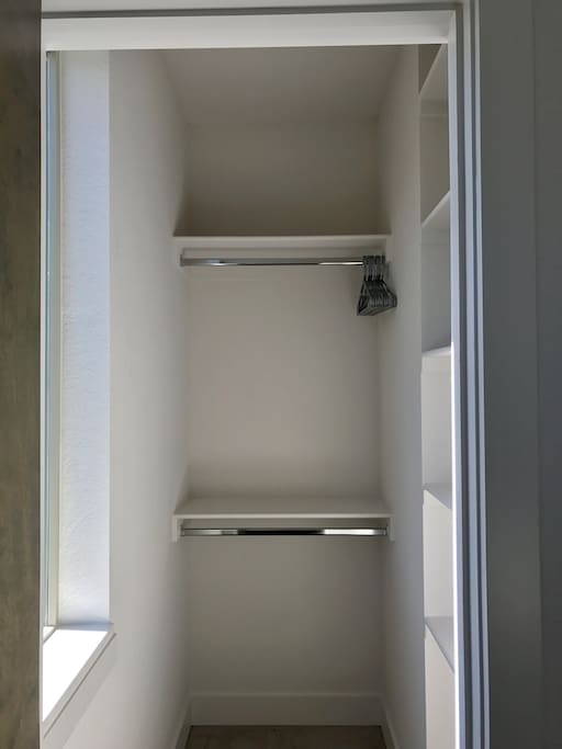 Large walk in closet for guests