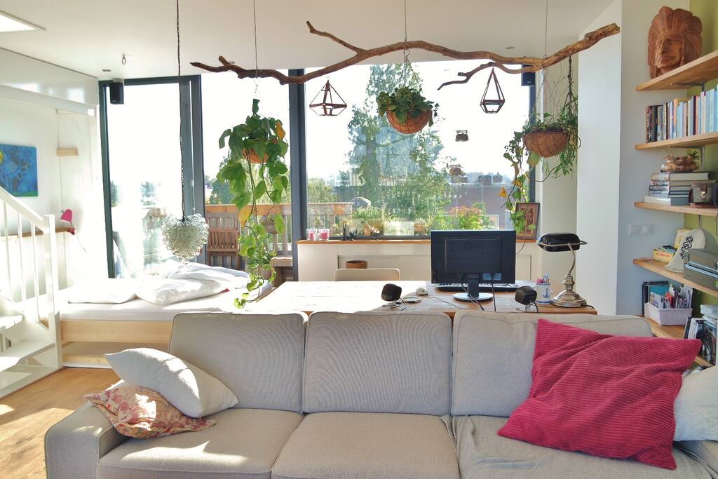 large chill-out couch in upstairs living room