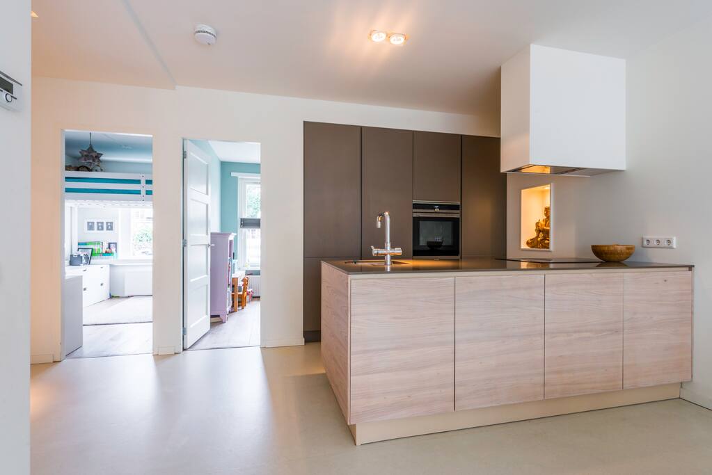 Fully supplied kitchen with new appliances.