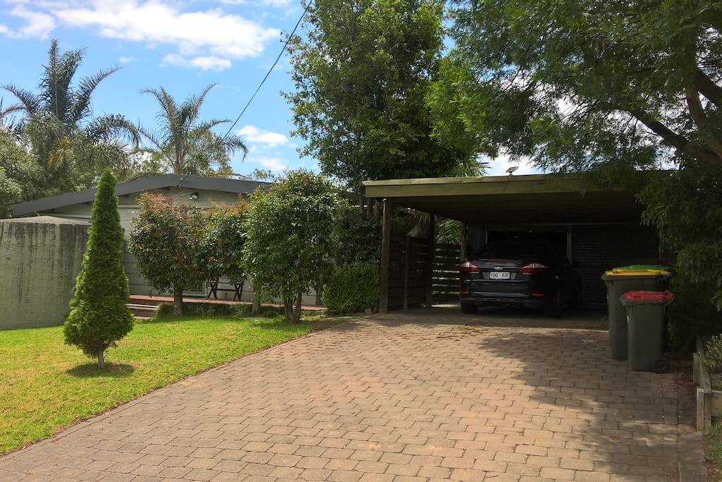 Driveway, carport.