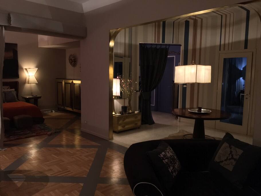 living room opened to bedroom