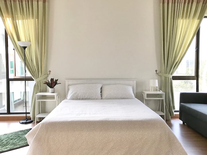 master bedroom: 1st floor, queen bed, sofa bed, aircon, en-suite bathroom