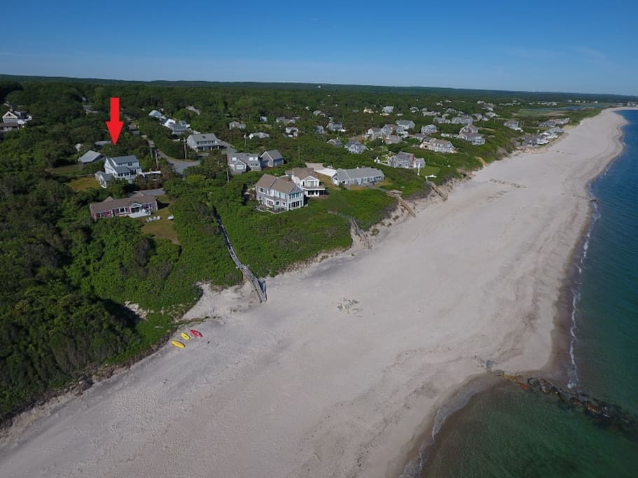 Aerial View of Beach and Home