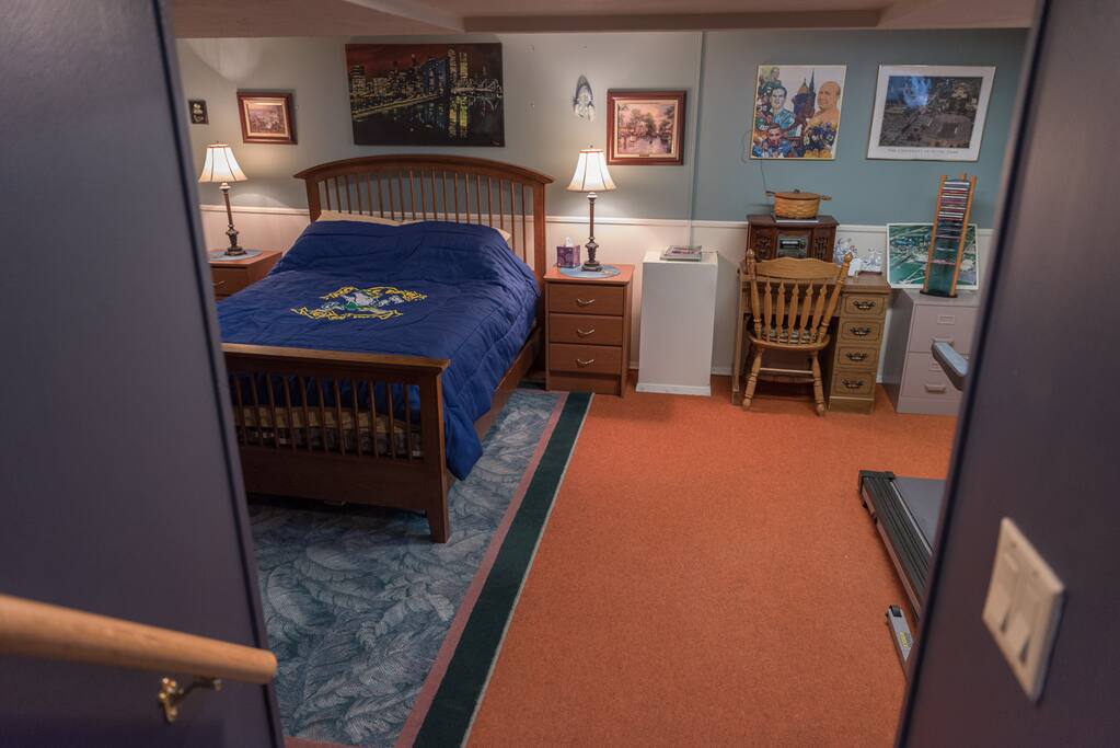 Open room at bottom of stairs