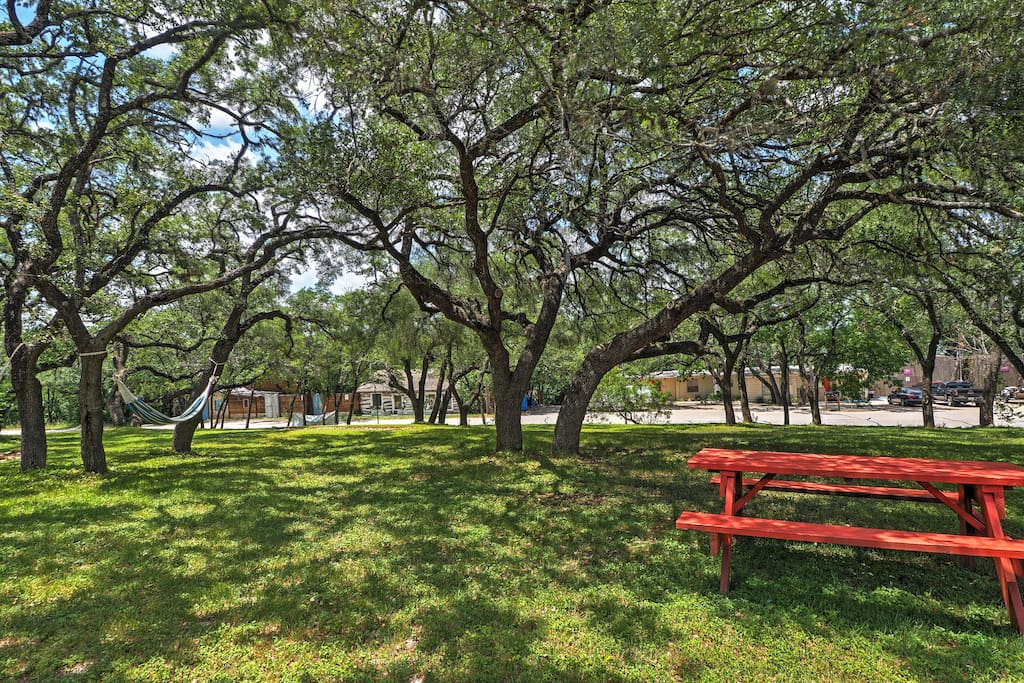 The home features a large, grassy yard with oak trees - great for kids!