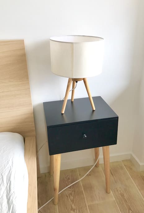 night stand and lamp