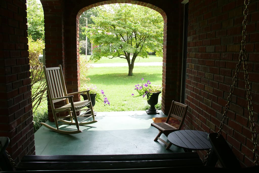 A summertime view from our porch swing. Feel free to take advantage of this peaceful space whenever you like.