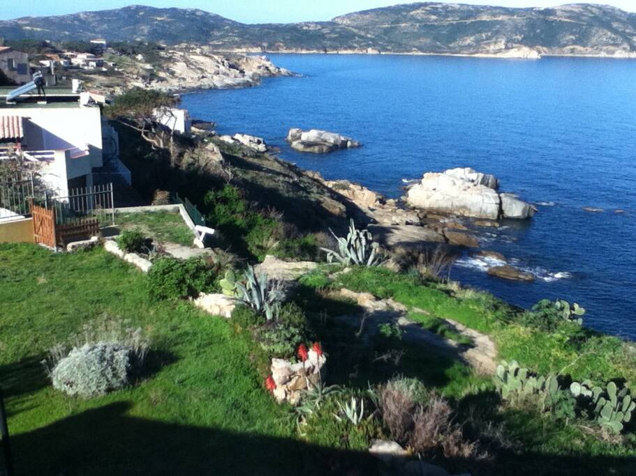 vista dal tetto sugli scogli sotto casa