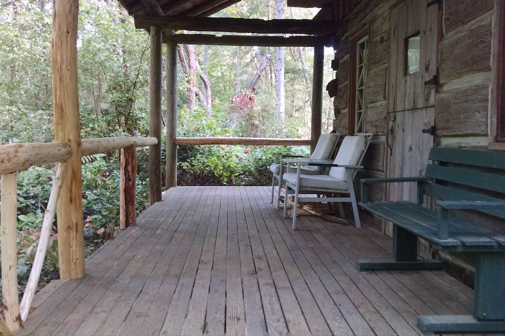 The forest is just a step away - the porch is a favorite place to leisurely wake up with coffee.