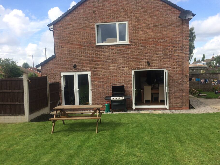 Gas BBQ and double French doors