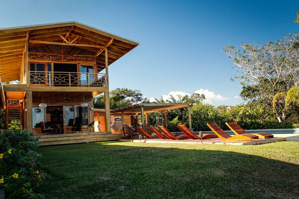 All wooden house with caribbean islands touches