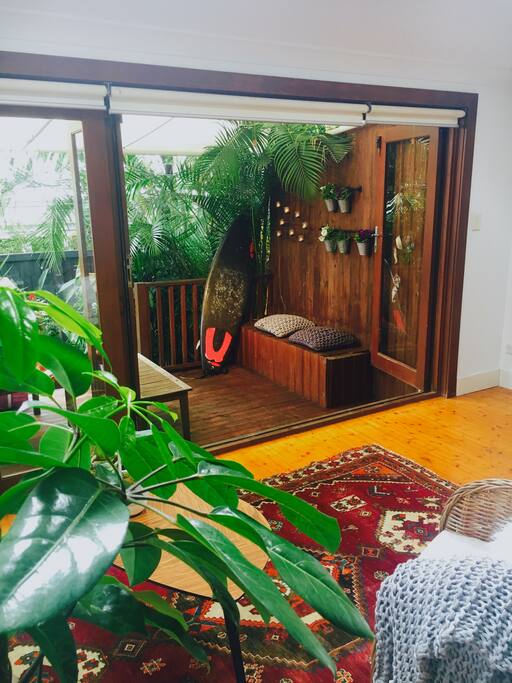 Back deck looking out from lounge room
