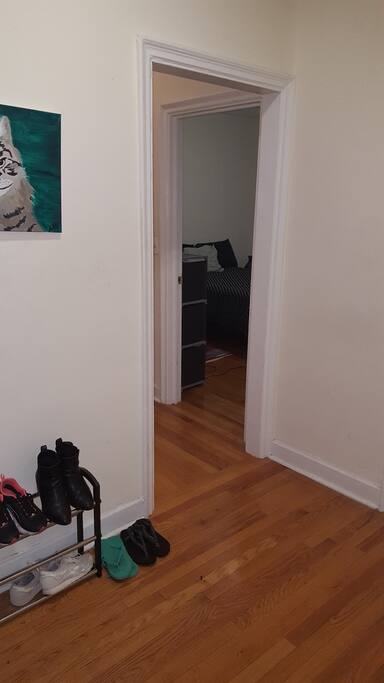 from front door, hallway and bedroom