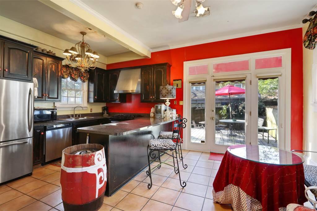 Here is the kitchen with Stainless steel appliances and french doors out to the back deck.