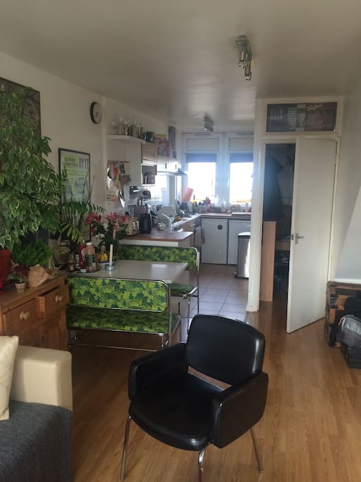 View of kitchen from living room