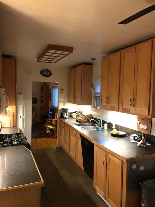 Kitchen is fully supplied with dishes, utensils, pots and pans, etc. Gas stove, microwave, blender, toaster, coffee maker and grinder