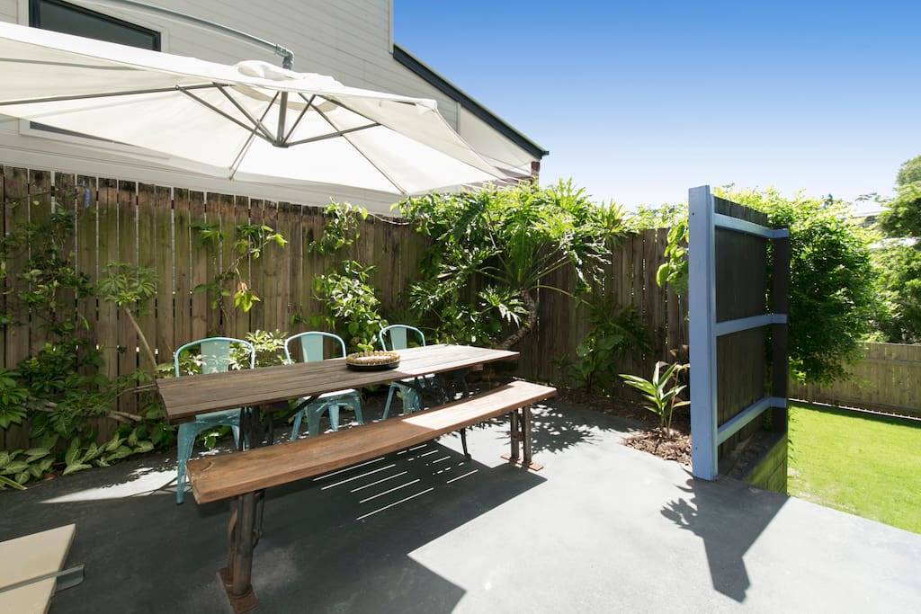 Outdoor area with access to private fenced dog yard.